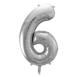 Tal ballon i sølv, 6, 86 cm