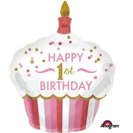Happy 1st Birthday Cupcake Ballon Pige