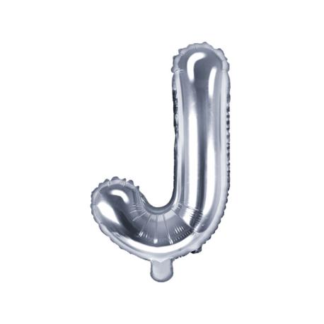 Bogstav Ballon Sølv J 35 cm