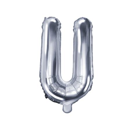 Bogstav Ballon Sølv U 35 cm