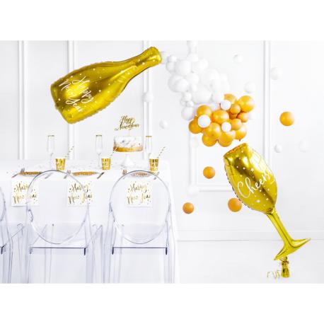 Nytår ballon i guld formet som champagneflaske