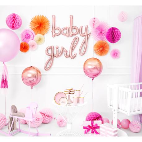 BABY folie ballon rosegold kombineret med GIRL folie ballon