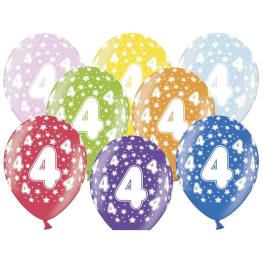 Fødselsdagsballoner, 4 år, 6 stk.
