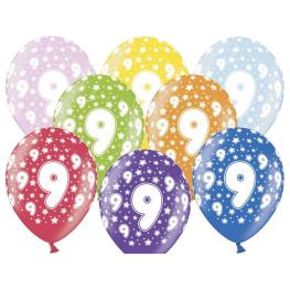 Fødselsdagsballoner, 9 år, 6 stk.
