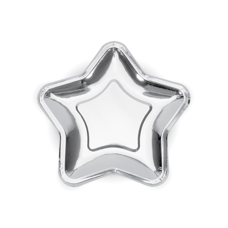Paptallerkner Stjerne Skinnende Sølv 18 cm