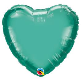 Grøn Chrome Hjerte Ballon Folie