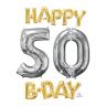 50 År Happy Birthday Tal Ballon Guld/Sølv