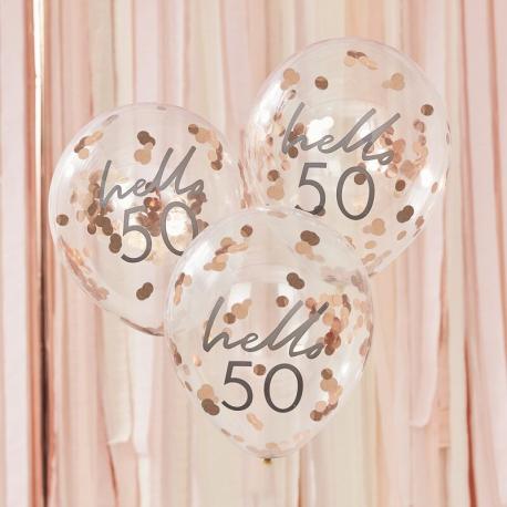 50 År Rosegold Konfetti Ballon