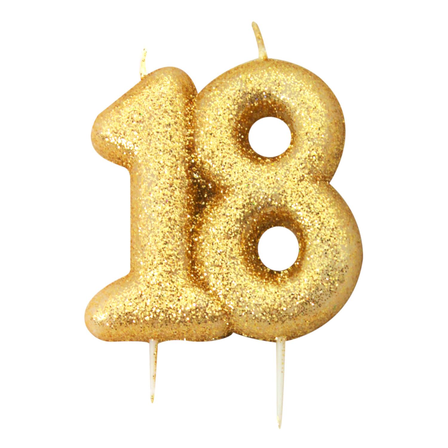 Lys formet som tallet 18 i guld til et brag af 18 års fødselsdag