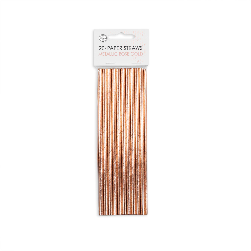 Rosegold Sugerør Metallisk 20 Stk Fra Globos Nordic