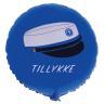 Folieballon Blå Hue & Tillykke | 45 cm
