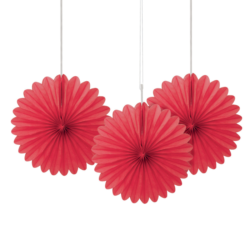 Rød Papir Roset | 3 Stk. | 15 cm