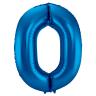 Folie ballon i blå, tallet 0, 86 cm
