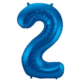 Folie ballon i blå, tallet 2, 86 cm