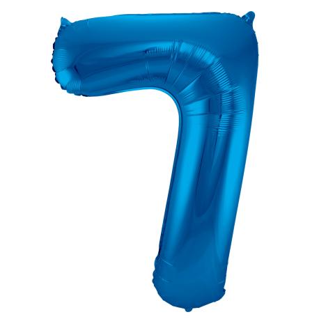 Folie ballon i blå, tallet 7, 86 cm