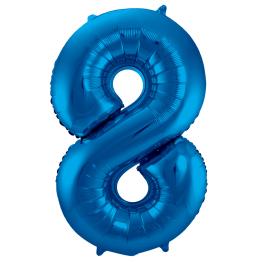 Folie ballon i blå, tallet 8, 86 cm