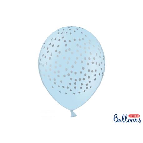 Blå balloner med sølvprikker, 6 stk.