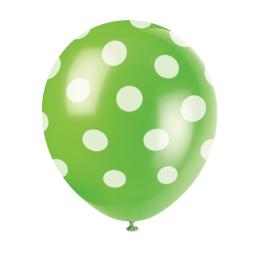 Lysegrønne balloner med hvide prikker, 6 stk. 