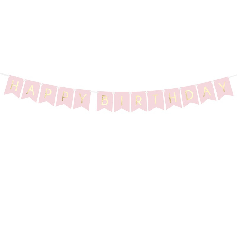 Fødselsdagsbanner, lyserød - 1 stk.